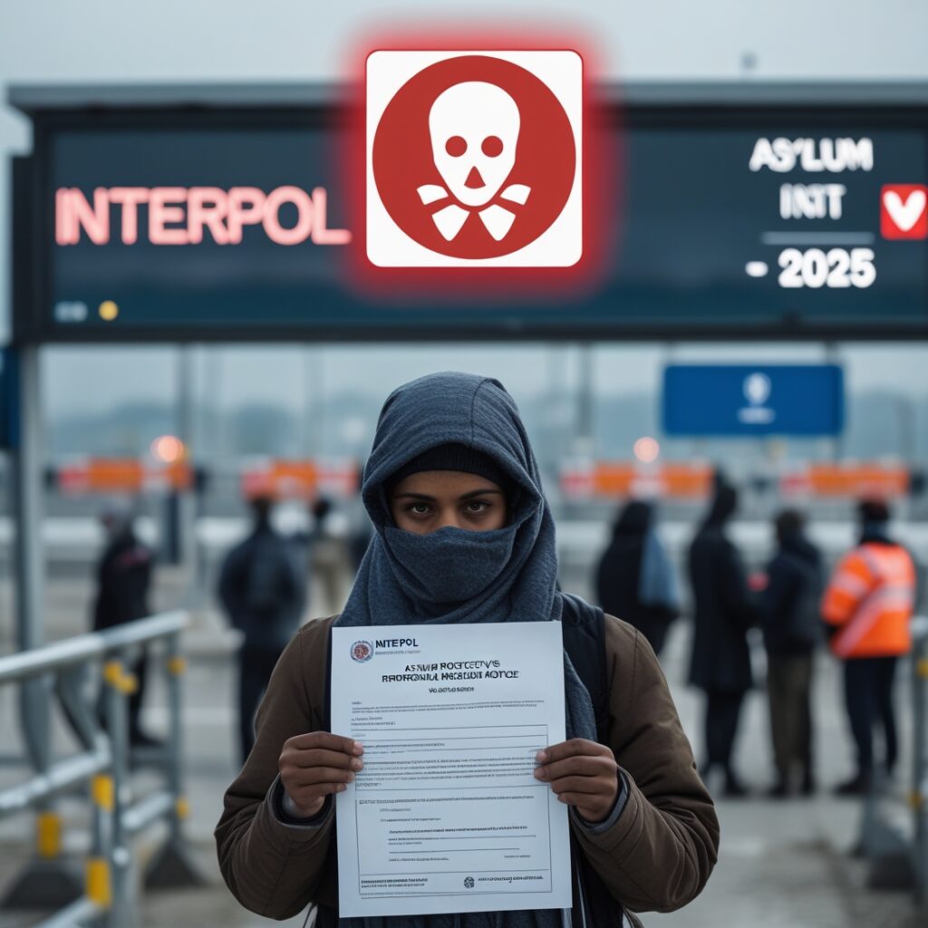 Asylum seeker at border facing INTERPOL Red Notice warning