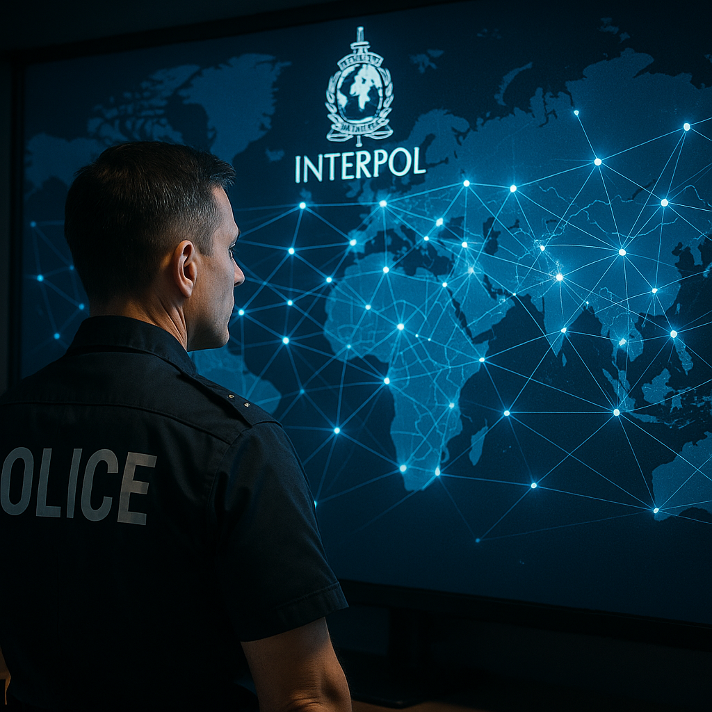National police officer using INTERPOL network for cross-border operations