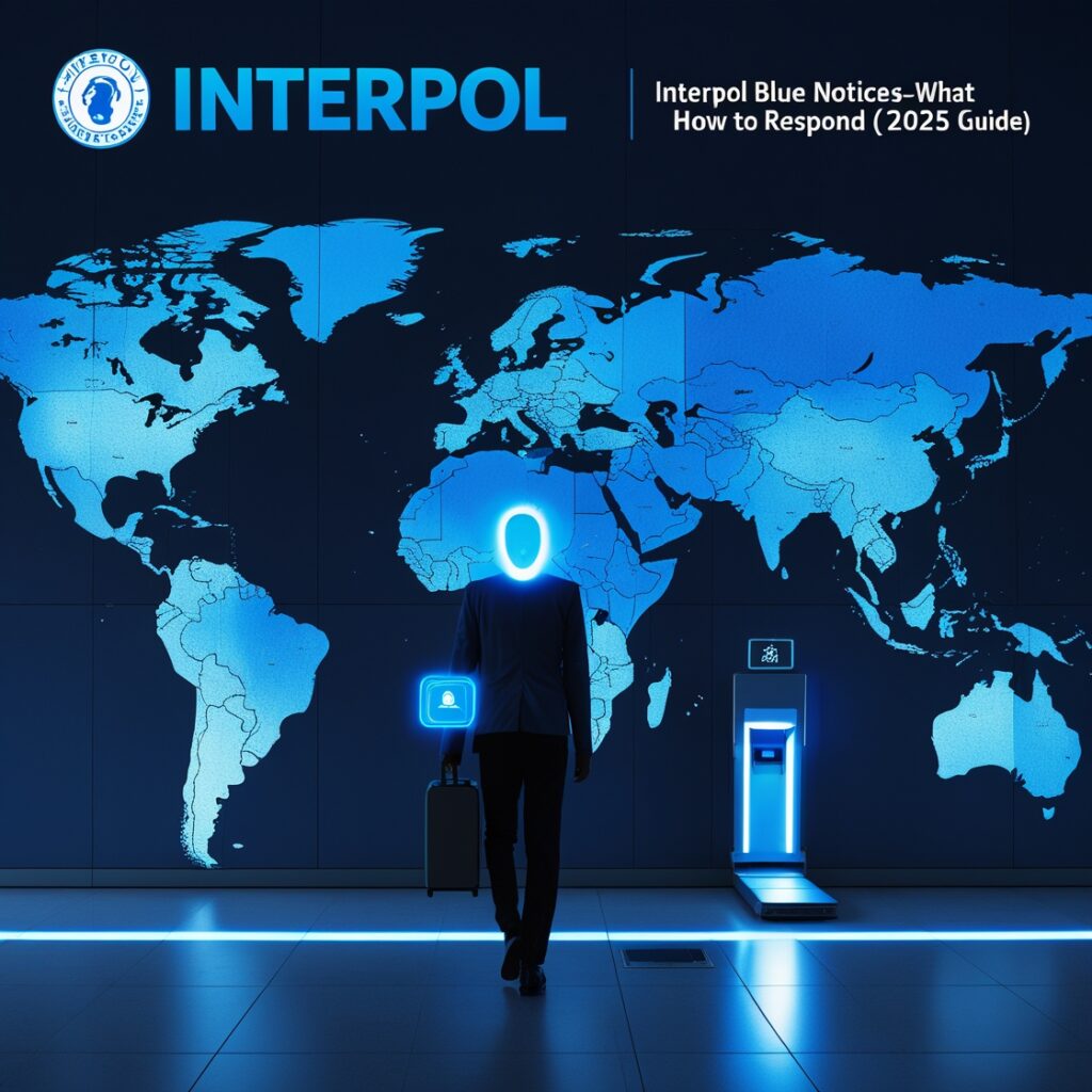 Passport and fingerprint icon representing INTERPOL Blue Notice investigation