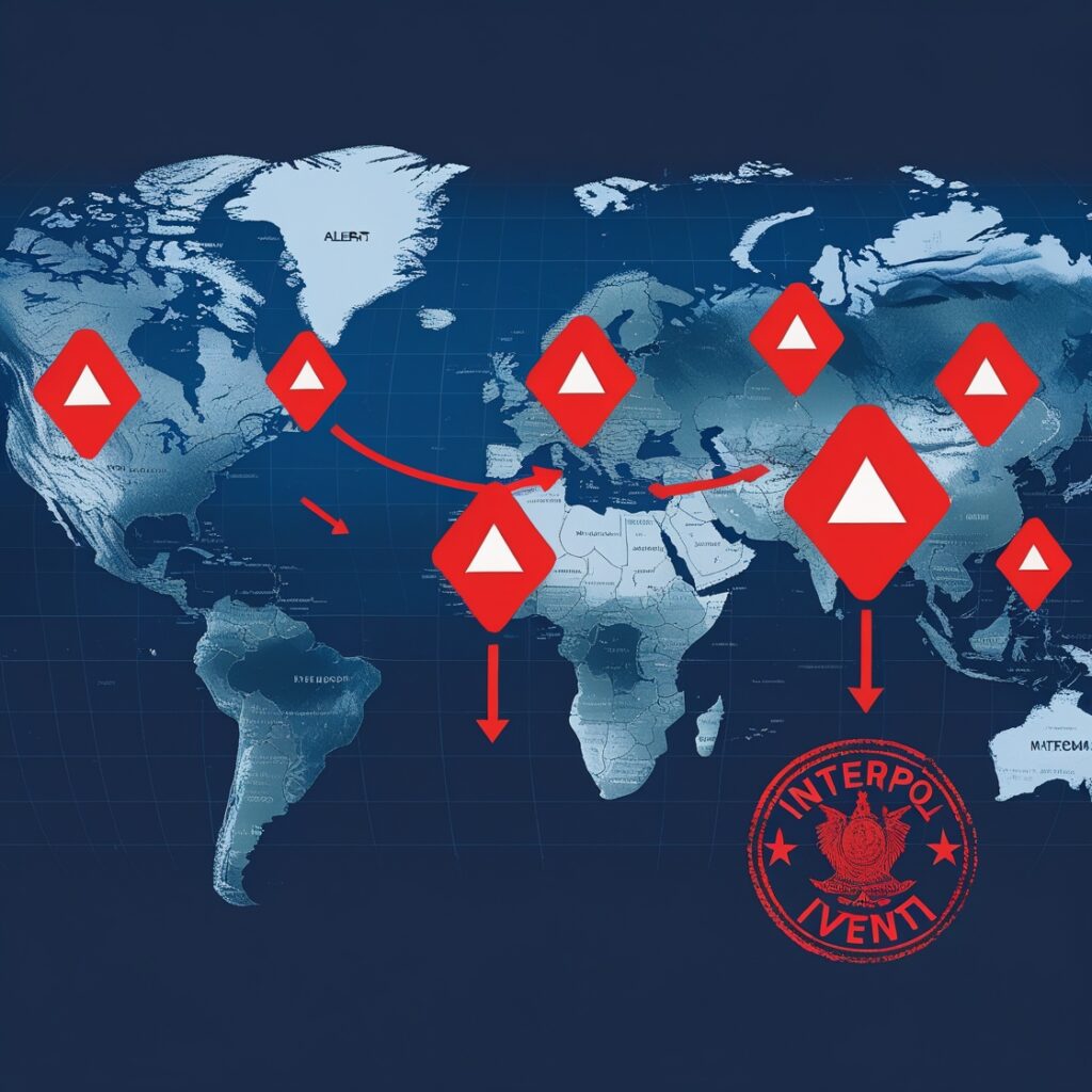 Global map showing how INTERPOL Diffusions spread alerts internationally.