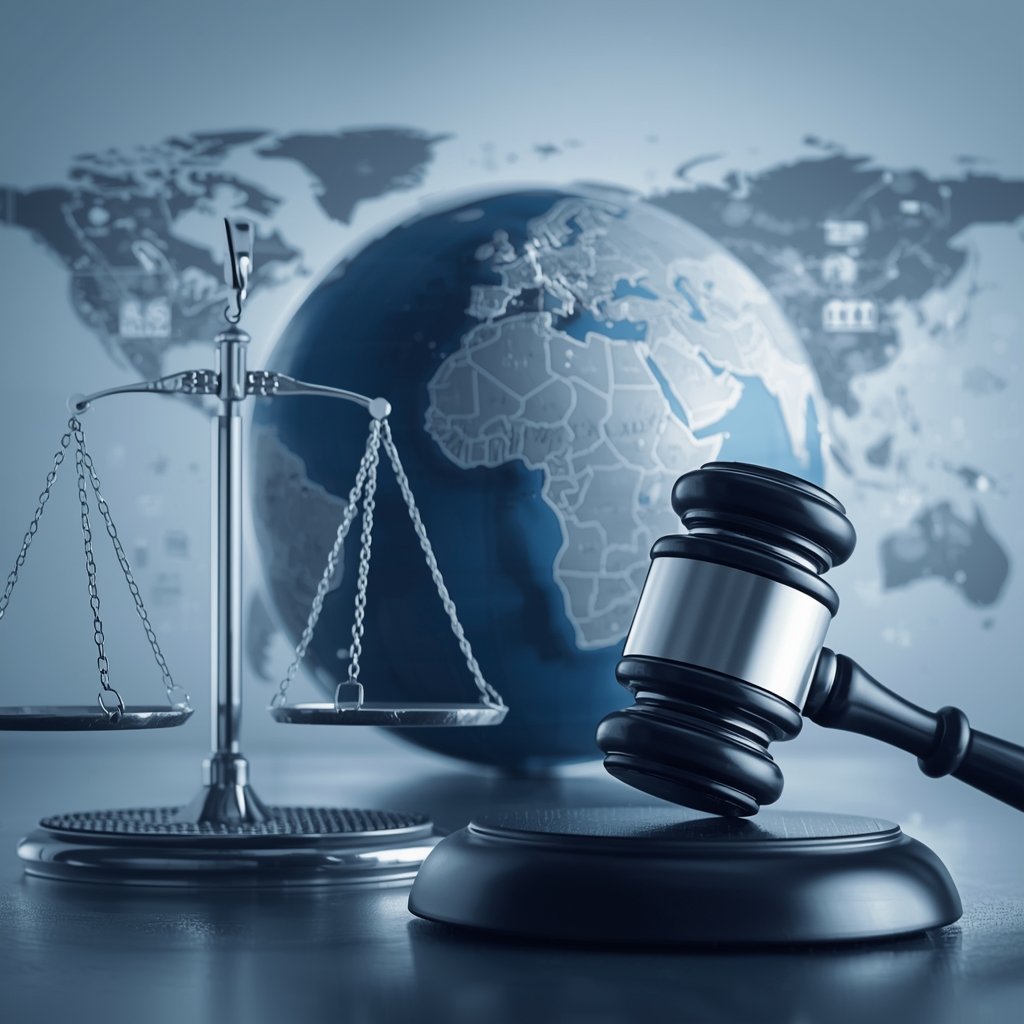 A gavel resting with a globe from a foreign court, symbolizing the judicial admission of cross-border evidence obtained via Mutual Legal Assistance