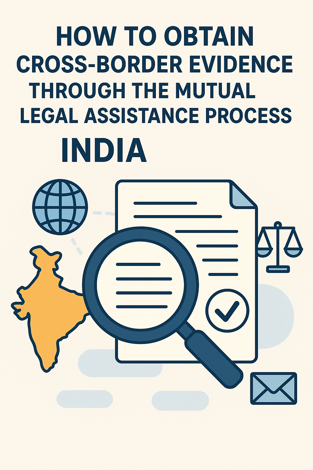 The Indian Parliament building with a graphical overlay of global connections and document symbols, representing India's role in international Mutual Legal Assistance.
