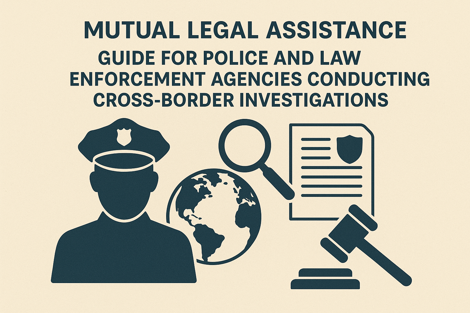 A police badge on a document with a globe, symbolizing international law enforcement cooperation through Mutual Legal Assistance